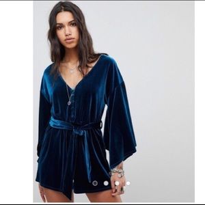 ASOS Teal Velvet Romper